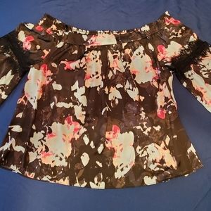 Black and floral off shoulder blouse size xl
